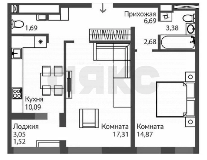 Фото №25: 2-комнатная квартира 59 м² - Симферополь, жилой комплекс Ирис, пр-кт Александра Суворова, 99