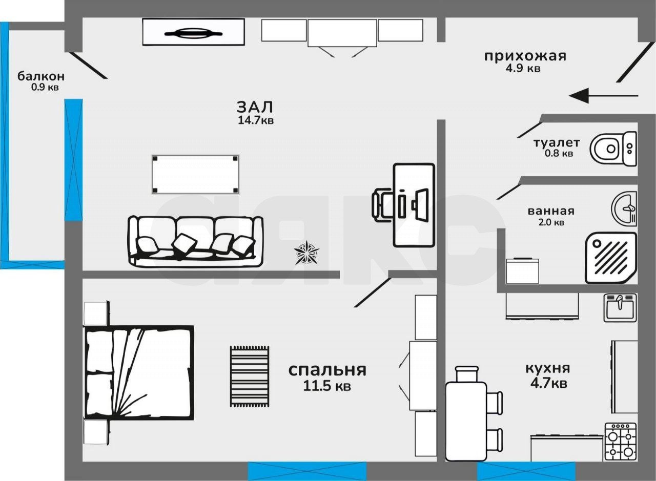 Фото №17: 2-комнатная квартира 40 м² - Симферополь, 1229-й квартал, ул. Кечкеметская, 79