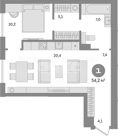 Фото №12: 2-комнатная квартира 54 м² - Москва, жилой комплекс Квартал Монс, пр-д Огородный, 20