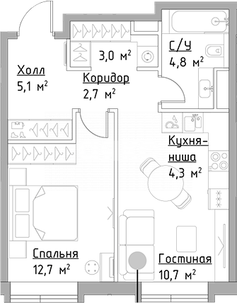 Фото №14: 2-комнатная квартира 43 м² - Москва, жилой комплекс Павелецкая Сити, ул. Дубининская, 59А