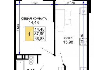 Фото №1: 1-комнатная квартира 38 м² - Майкоп, ул. Степная, 257