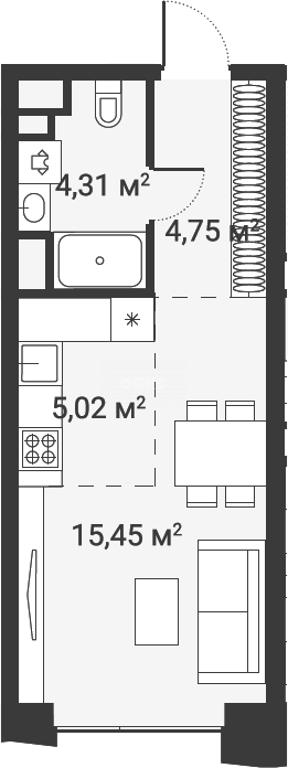 Фото №7: Студия 29 м² - Москва, Нагатино-Садовники, ул. Нагатинская, 1