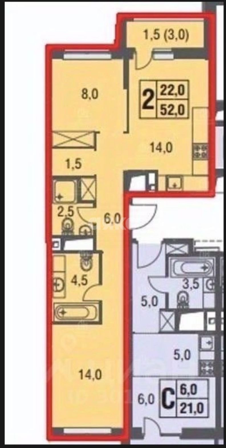 Фото №1: 2-комнатная квартира 52 м² - Котельники, Новые Котельники, к13