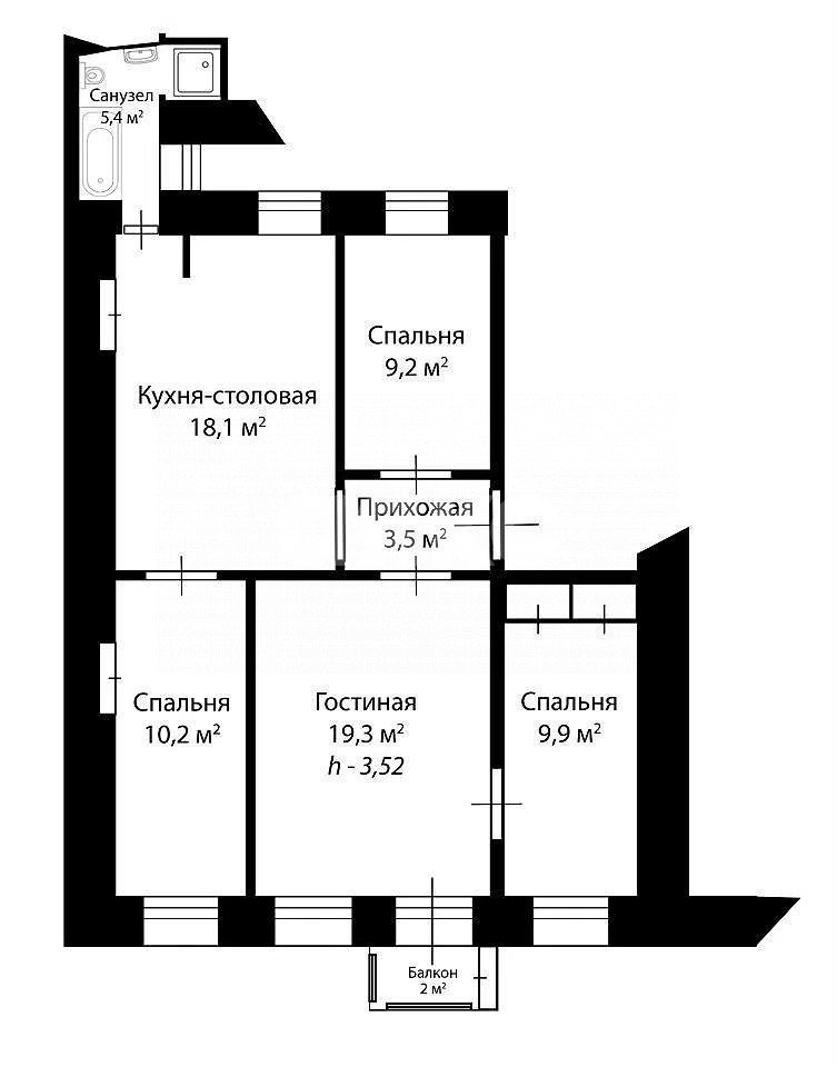 Фото №14: 4-комнатная квартира 77 м² - Ростов-на-Дону, Ленинский, ул. Тургеневская, 5