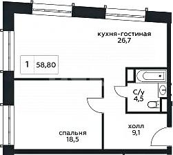 Фото №15: 2-комнатная квартира 69 м² - Москва, жилой комплекс Стремянный 2, пер. Стремянный, 2