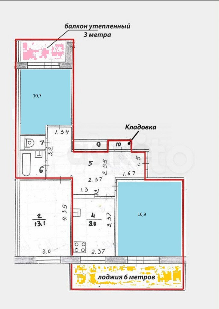 Фото №11: 2-комнатная квартира 52 м² - Казань, 38-й квартал, пр-кт Ямашева, 82