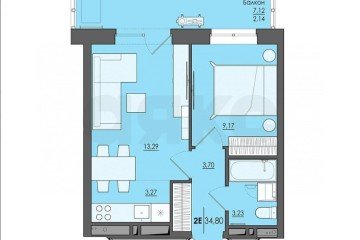 Фото №1: 2-комнатная квартира 34 м² - Пермь, мкр. жилой комплекс Ясно Дом на Есенина 9А, ул. Сергея Есенина, 9А