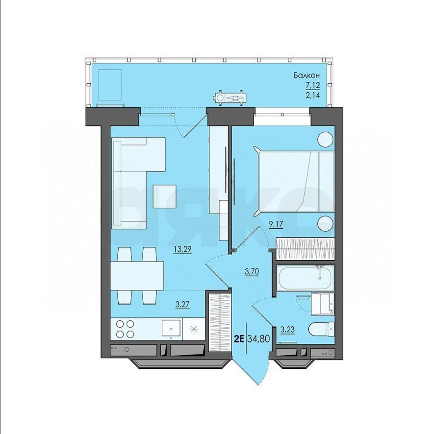 Фото №1: 2-комнатная квартира 34 м² - Пермь, жилой комплекс Ясно Дом на Есенина 9А, ул. Сергея Есенина, 9А