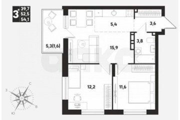 Фото №1: 3-комнатная квартира 54 м² - Кондратово, мкр. жилой комплекс Мы, ул. Парфёнова, 5