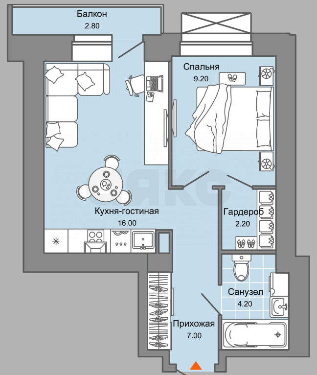 Фото №4: 2-комнатная квартира 38 м² - Пермь, жилой комплекс Камаполис, ул. Дзержинского, 31Б