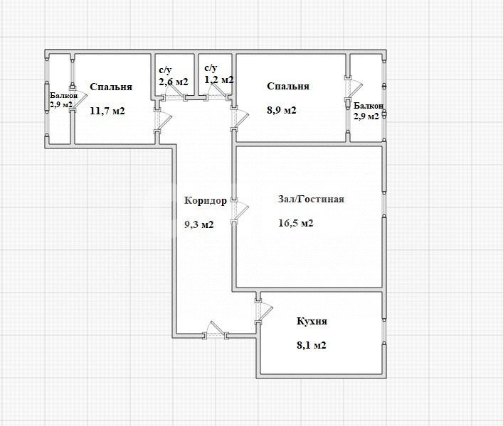 Фото №7: 3-комнатная квартира 58 м² - Геленджик, Парус, 8