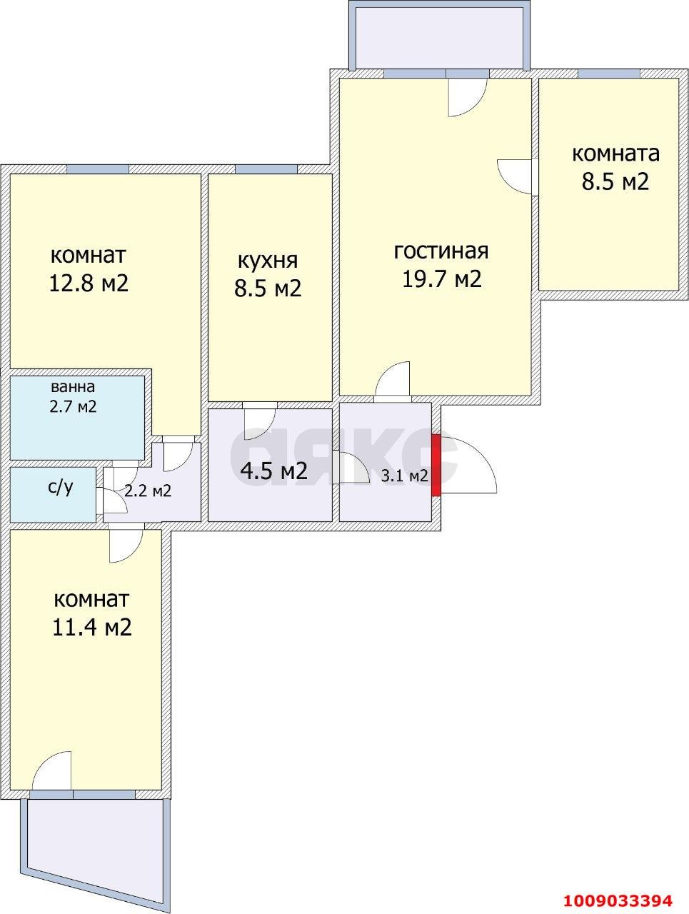 Фото №10: 4-комнатная квартира 82&nbsp;м², 8/9&nbsp;эт. - Краснодар, Карасунский внутригородской округ, мкр. Комсомольский, ул. Симферопольская, 14