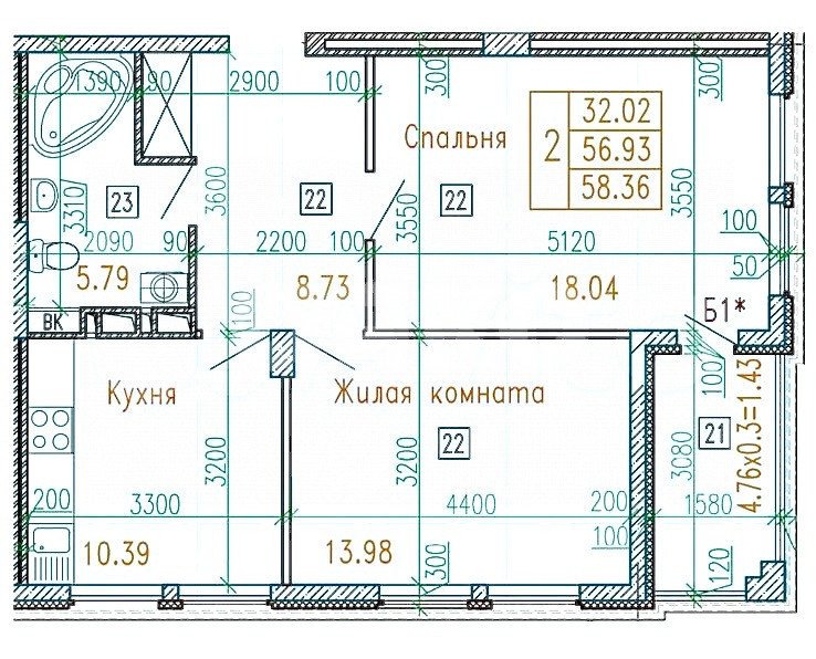 Фото №25: 2-комнатная квартира 62 м² - Анапа, жилой комплекс Бельведер, ул. Таманская, 121к2