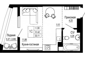 Фото №1: Студия 33 м² - Ростов-на-Дону, мкр. Западный, ул. Привокзальная площадь, 3