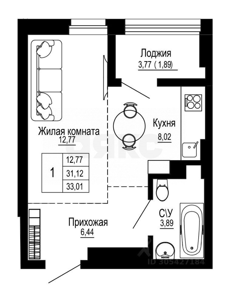 Фото №1: 1-комнатная квартира 33 м² - Ростов-на-Дону, Западный, ул. Привокзальная площадь, 3