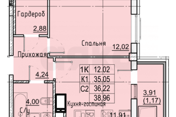 Фото №4: 1-комнатная квартира 38 м² - Ставрополь, мкр. ЖК Фруктовый Сад, ул. Западный Обход, 50А