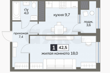 Фото №5: 1-комнатная квартира 42 м² - Ставрополь, мкр. 204-й квартал, ул. Серова, 468/3