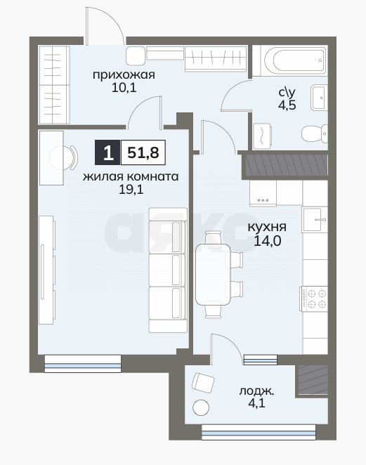 Фото №5: 1-комнатная квартира 51 м² - Ставрополь, 204-й квартал, ул. Серова, 468/3