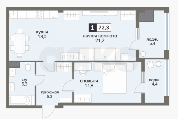 Фото №5: 2-комнатная квартира 72 м² - Ставрополь, мкр. 204-й квартал, ул. Серова, 468/3