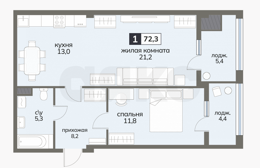 Фото №5: 2-комнатная квартира 72 м² - Ставрополь, 204-й квартал, ул. Серова, 468/3