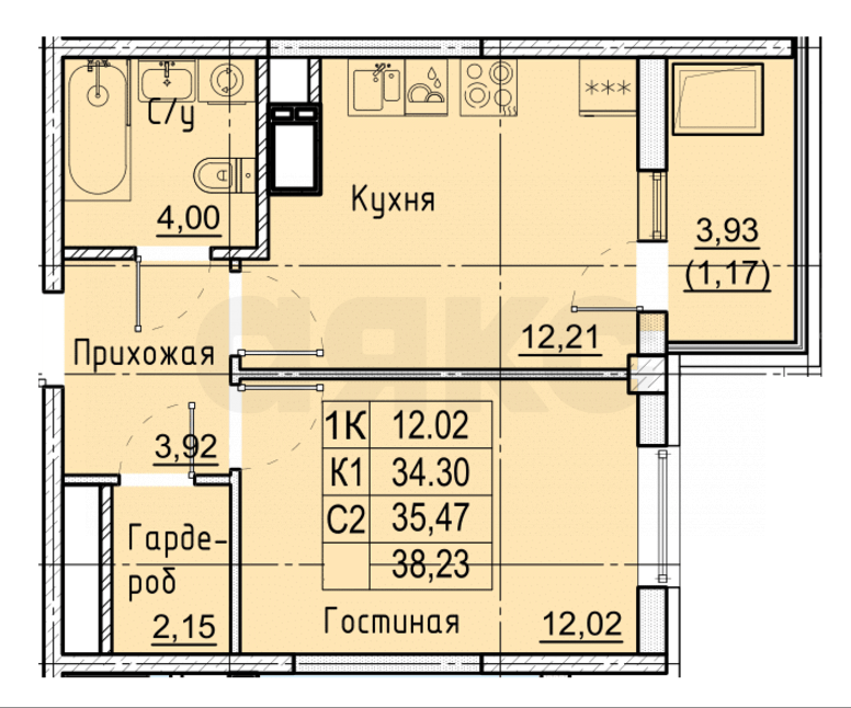 Фото №5: 1-комнатная квартира 38 м² - Ставрополь, ЖК Фруктовый Сад, ул. Западный Обход, 50А