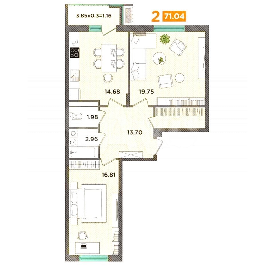 Фото №13: 2-комнатная квартира 70 м² - Темрюк, ул. Дальняя, 30