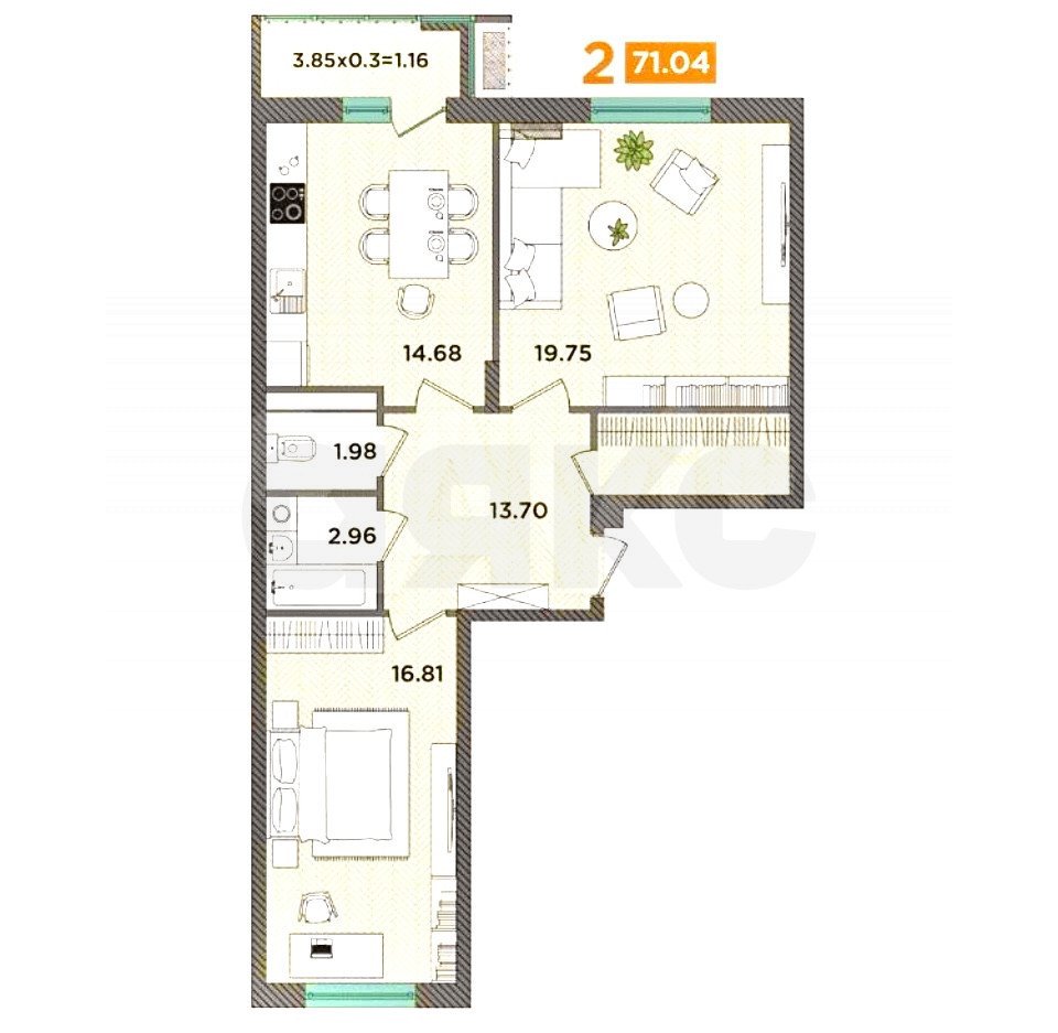 Фото №13: 2-комнатная квартира 70 м² - Темрюк, ул. Дальняя, 30