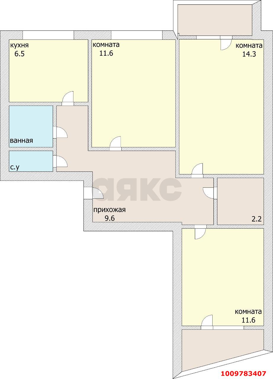 Фото №7: 3-комнатная квартира 69 м² - Краснодар, Гидростроителей, ул. Игнатова, 14