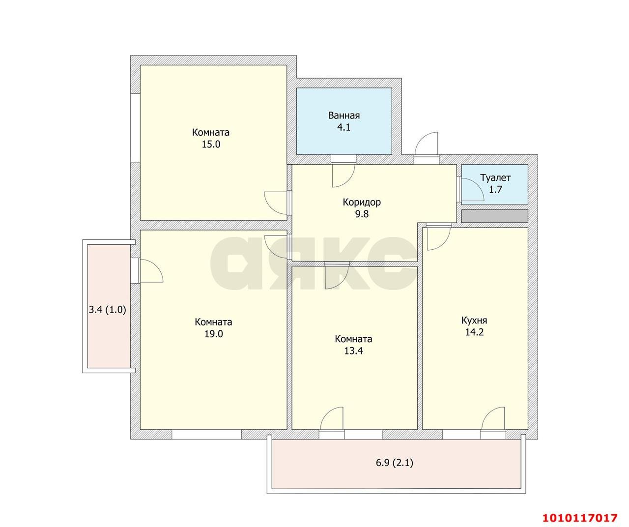 Фото №4: 3-комнатная квартира 80 м² - Краснодар, жилой комплекс Премьера, ул. Автолюбителей, 1/7к1