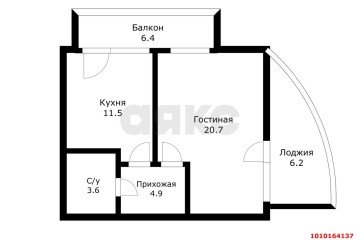 Фото №5: 1-комнатная квартира 45 м² - Краснодар, мкр. жилой комплекс Кино, ул. Уральская, 100