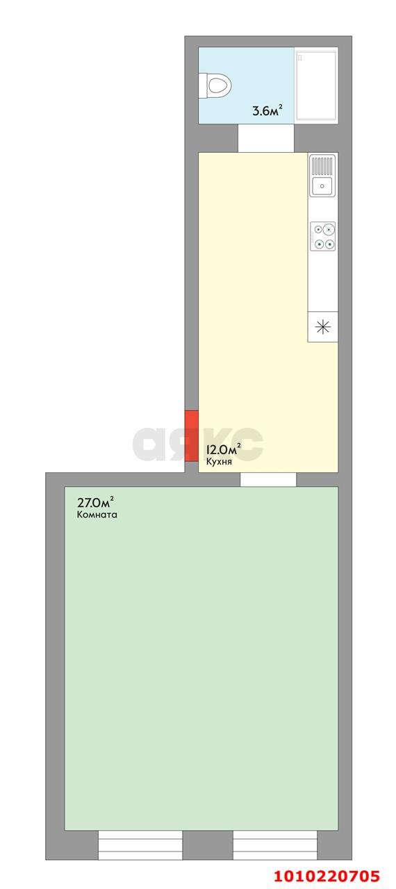 Фото №8: 1-комнатная квартира 42 м² - Краснодар, Центральный, ул. Коммунаров, 90