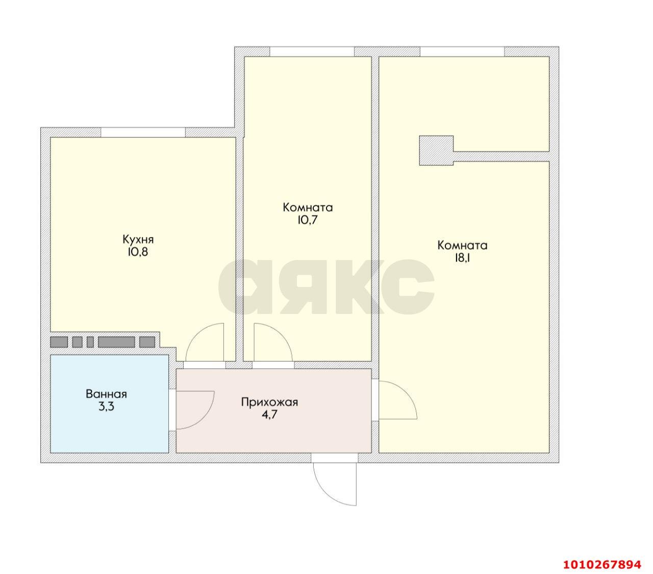 Фото №2: 2-комнатная квартира 47 м² - Яблоновский, ул. Тургеневское Шоссе, 1Гк3