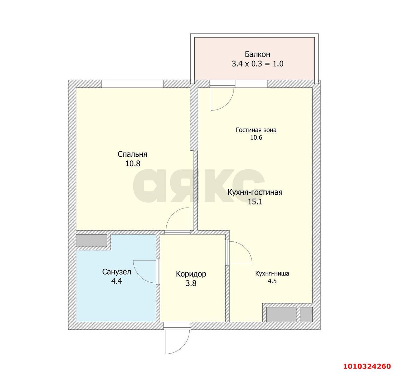 Фото №4: 1-комнатная квартира 37 м² - Краснодар, жилой комплекс Ракурс, ул. имени Героя Ростовского, 8к3