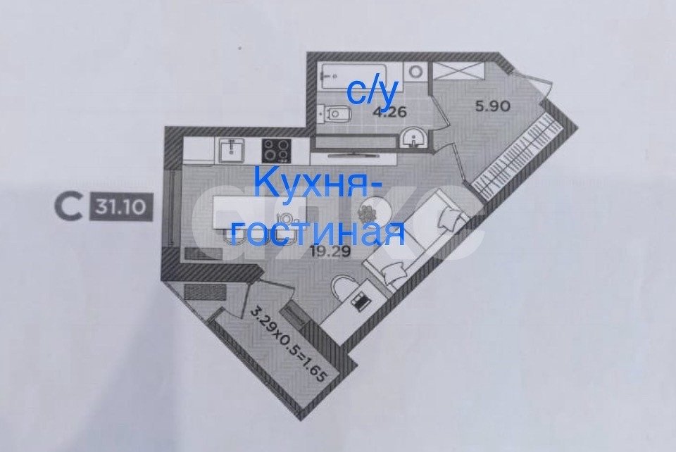 Фото №11: 1-комнатная квартира 31 м² - Темрюк, ул. Дальняя, 30