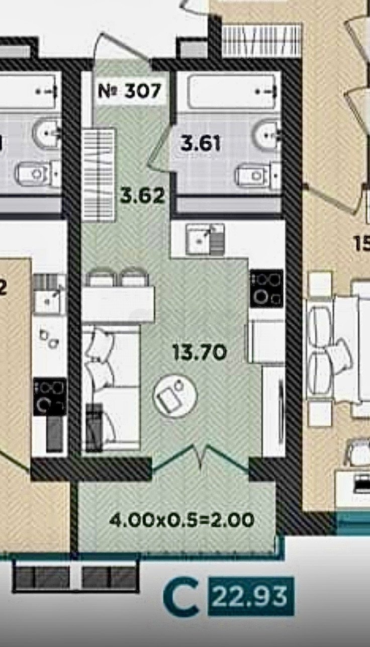 Фото №10: 1-комнатная квартира 22 м² - Темрюк, ул. Дальняя, 30