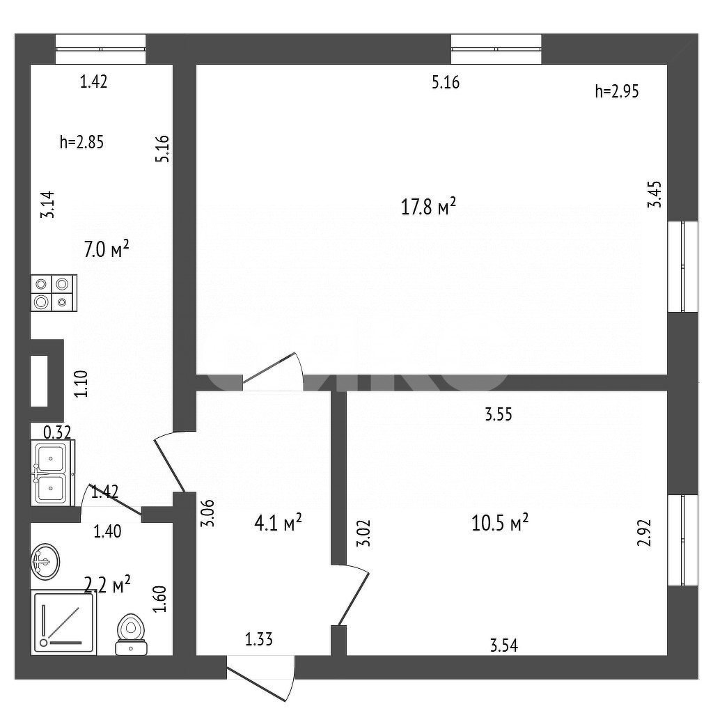 Фото №9: 2-комнатная квартира 41 м² - Стрелка, ул. Советская, 45