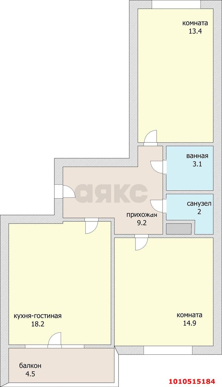 Фото №3: 2-комнатная квартира 65&nbsp;м², 11/24&nbsp;эт. - Краснодар, Прикубанский внутригородской округ, мкр. жилой комплекс Свобода, ул. Домбайская, 55к5