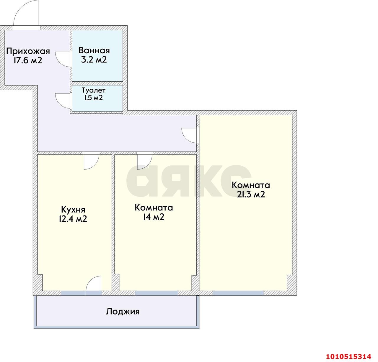 Фото №2: 2-комнатная квартира 68 м² - Краснодар, жилой комплекс Лиговский, ул. Героя Хабибуллина, 15