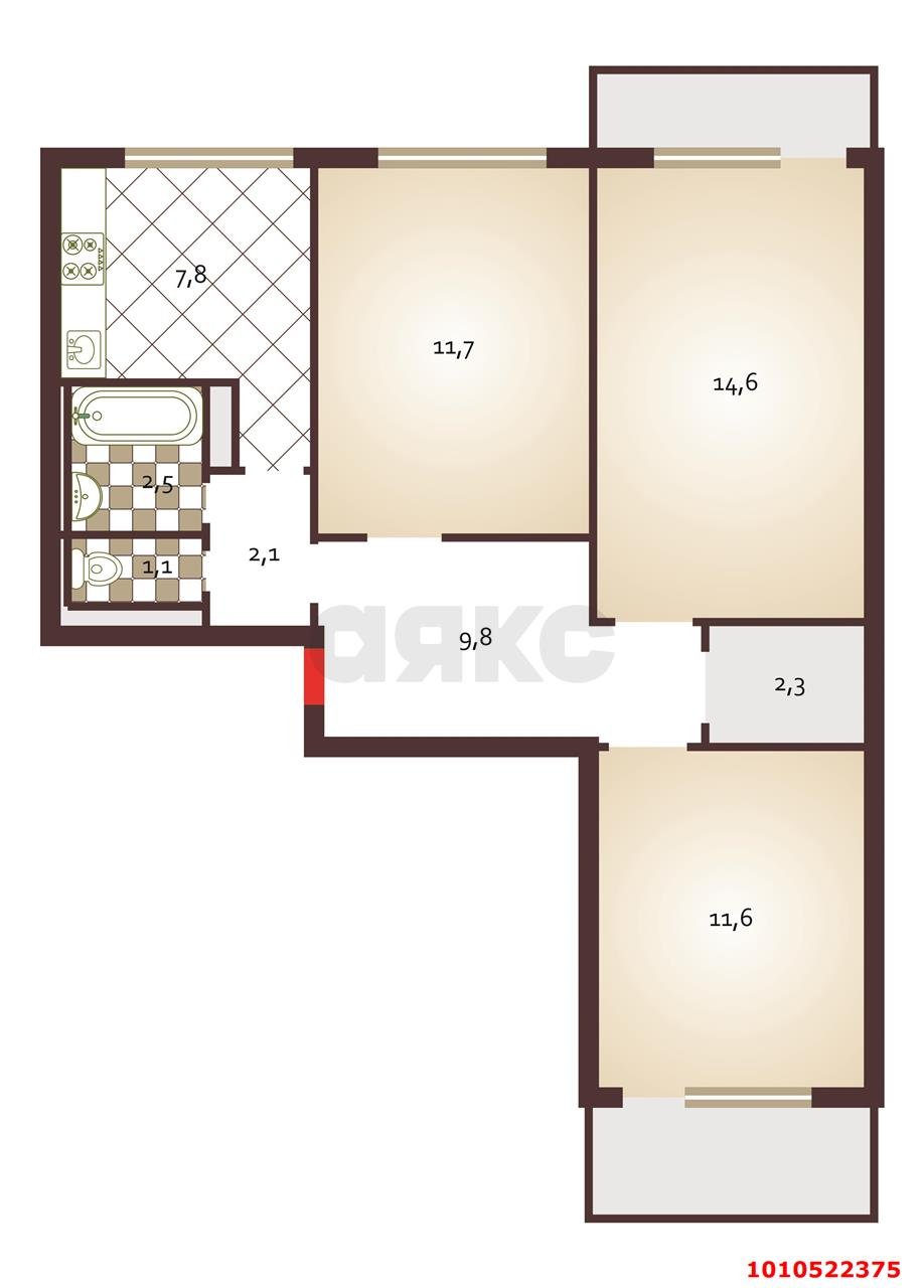 Фото №15: 3-комнатная квартира 71 м² - Краснодар, Гидростроителей, ул. Игнатова, 61