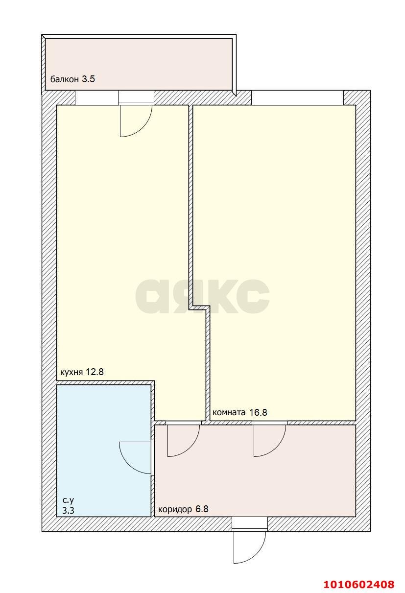 Фото №6: 1-комнатная квартира 44 м² - Краснодар, Почтовый, пр-кт имени писателя Знаменского, 9к2