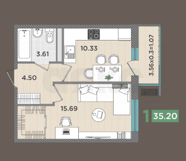 Фото №14: 1-комнатная квартира 34 м² - Темрюк, ул. Декабристов, 34