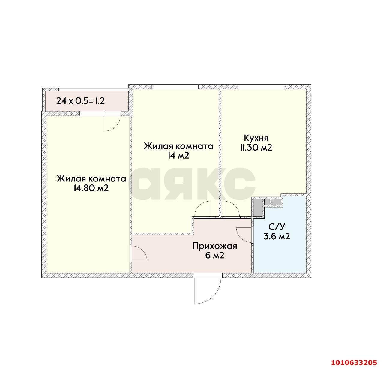 Фото №4: 2-комнатная квартира 53 м² - Краснодар, Новознаменский, ул. Войсковая, 4к12