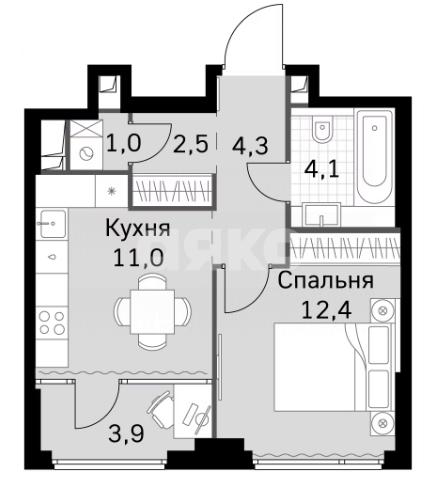 Фото №27: 1-комнатная квартира 40 м² - Москва, жилой комплекс Сидней Сити, ул. Шелепихинская набережная, 40к1