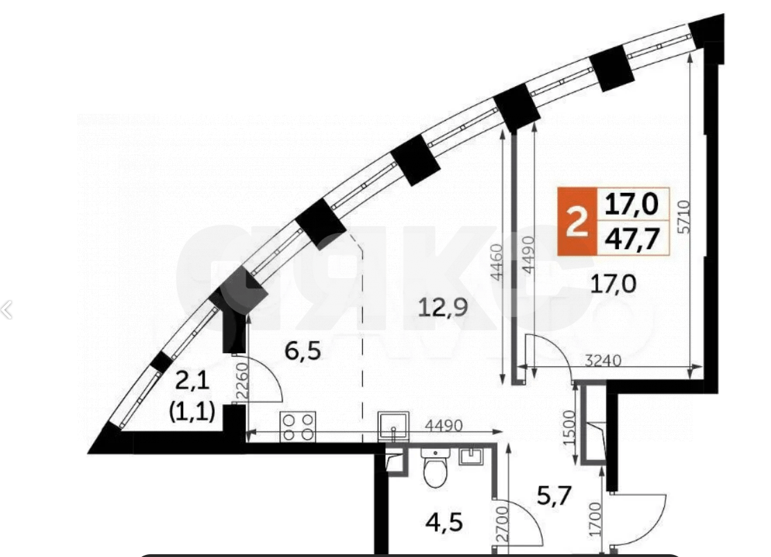 Фото №1: 2-комнатная квартира 47 м² - Москва, жилой комплекс Сидней Сити, к2/2