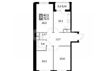 Фото №1: 3-комнатная квартира 72 м² - Развилка, мкр. жилой комплекс Римский, пр-д Римский, 15