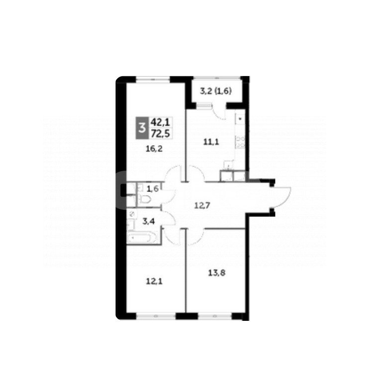 Фото №1: 3-комнатная квартира 72 м² - Развилка, жилой комплекс Римский, пр-д Римский, 15