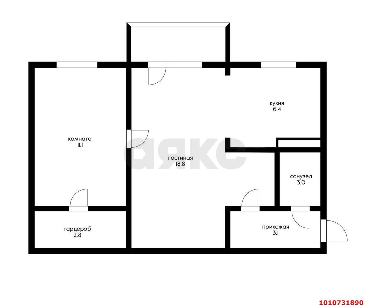 Фото №8: 2-комнатная квартира 45 м² - Краснодар, Черёмушки, ул. Селезнёва, 172