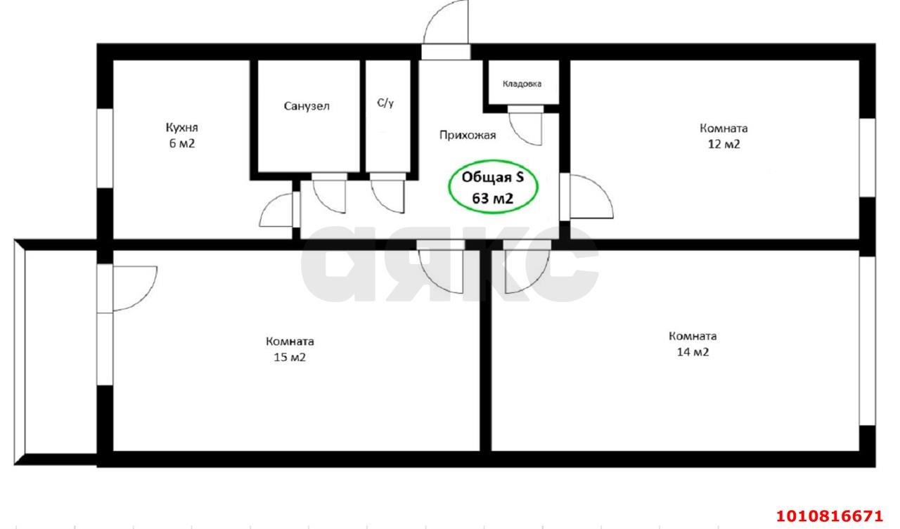 Фото №4: 3-комнатная квартира 65 м² - Краснодар, Фестивальный, ул. Гагарина, 85