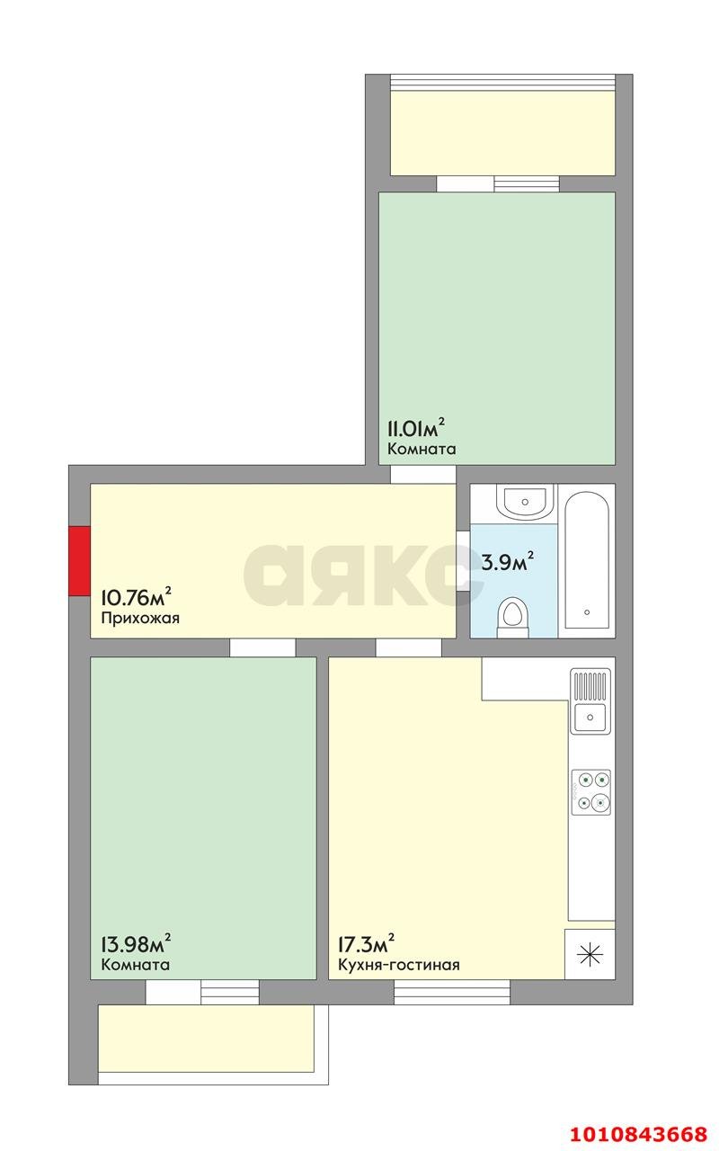 Фото №2: 2-комнатная квартира 60 м² - Краснодар, жилой комплекс Португалия, ул. Пиренейская, 12