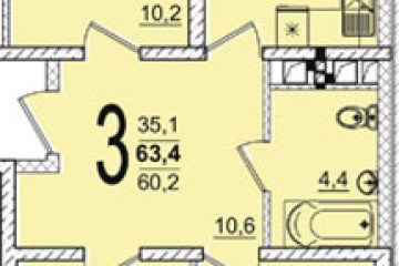 Фото №1: 3-комнатная квартира 63 м² - Краснодар, мкр. жилой комплекс Грани, ул. Западный Обход, 45